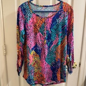 Lilly Pulitzer Multicolor Leaf Print Blouse